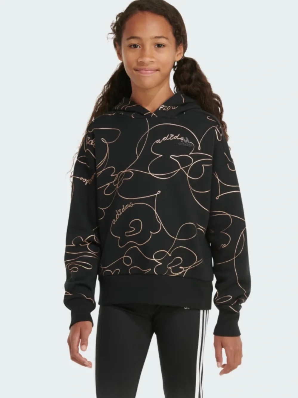 Adidas Script Black Metallic Sweatshirt Hoodie Size L - Picture 3 of 11